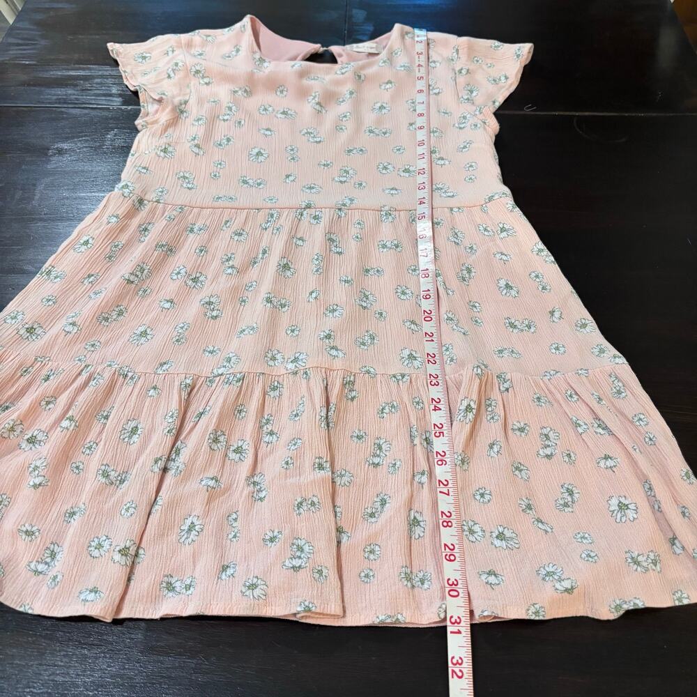 Altar'd State Soft Pink Floral Daisy Tiered Ruffle Mini Babydoll Dress 90s Sz S - Picture 4 of 5